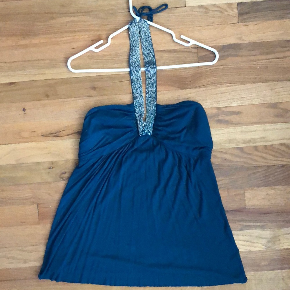 Beaded collar tank top